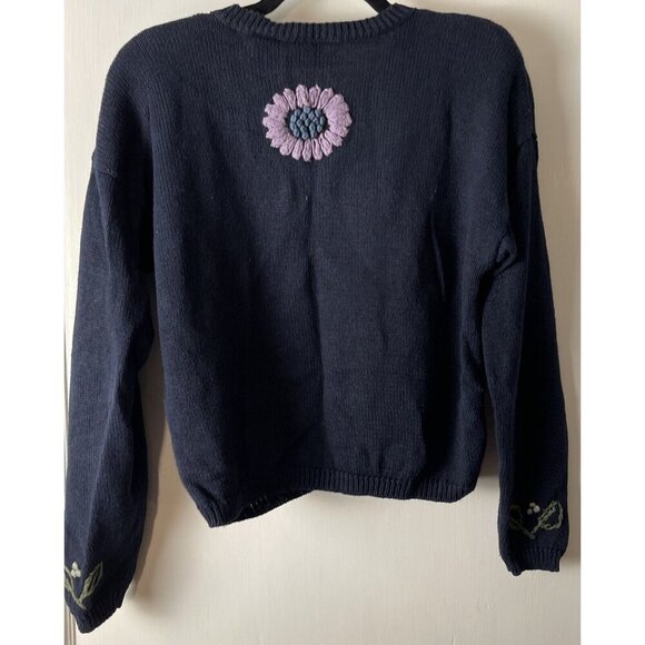 Paul Harris Design Womens Sweater S Embroidered  Blue Floral Grandmacore - Picture 8 of 10
